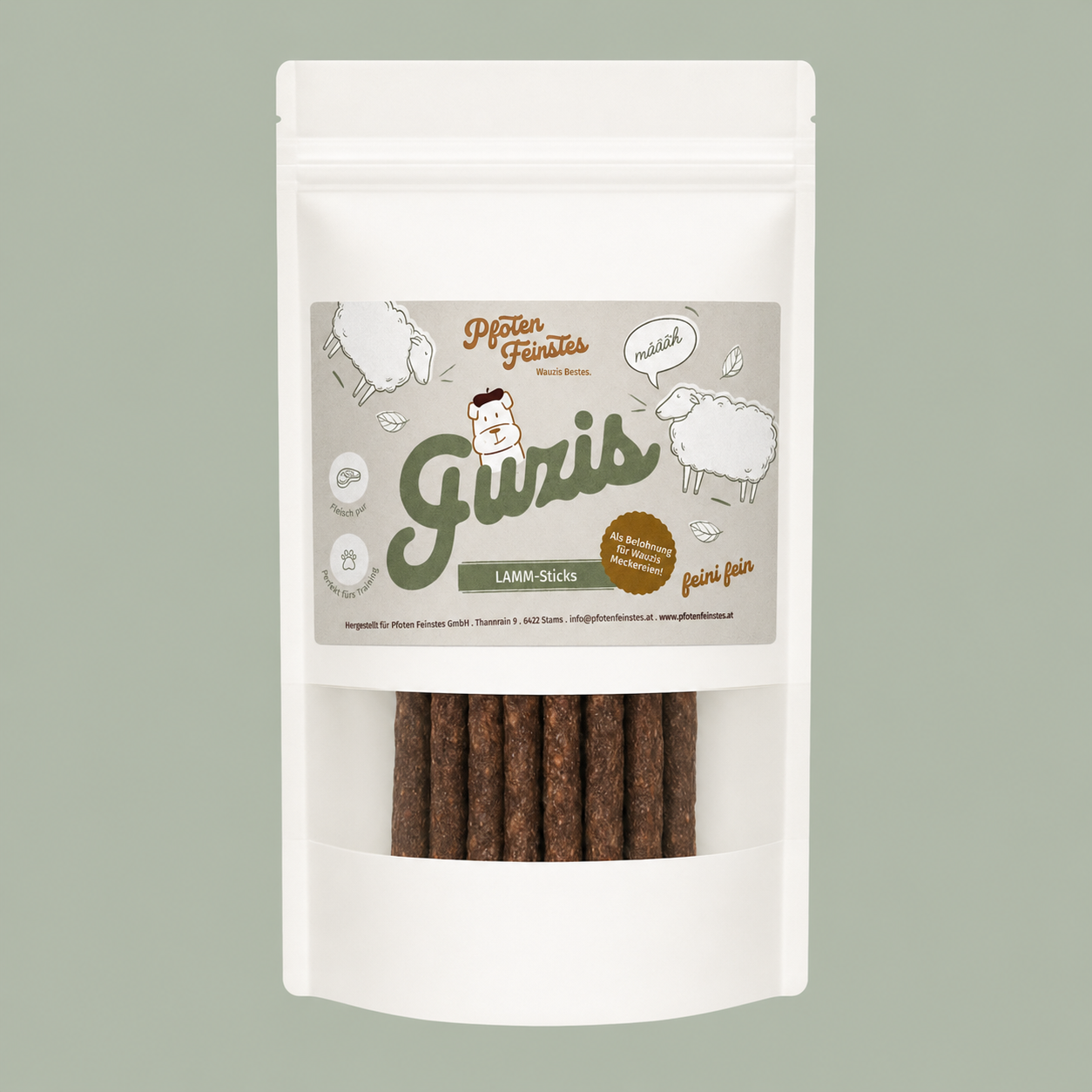 Hundesnack Lamm-Sticks mit 50 % frischem Lammfleisch und 49 % Innereien für sensible Hunde 