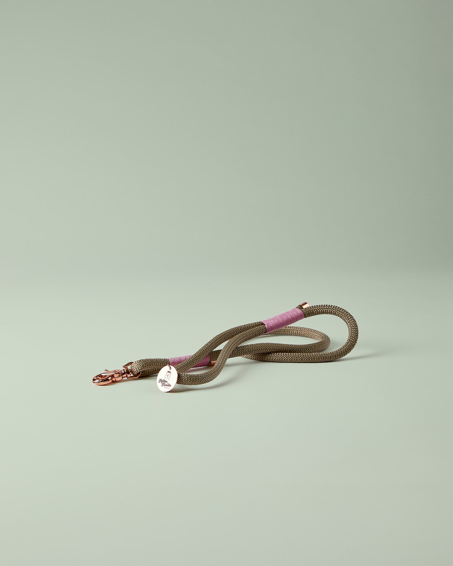  Hundeleine in Beige/Tan mit roségoldenen Beschlägen – elegante Premium-Leine für mittelgroße und große Hunde