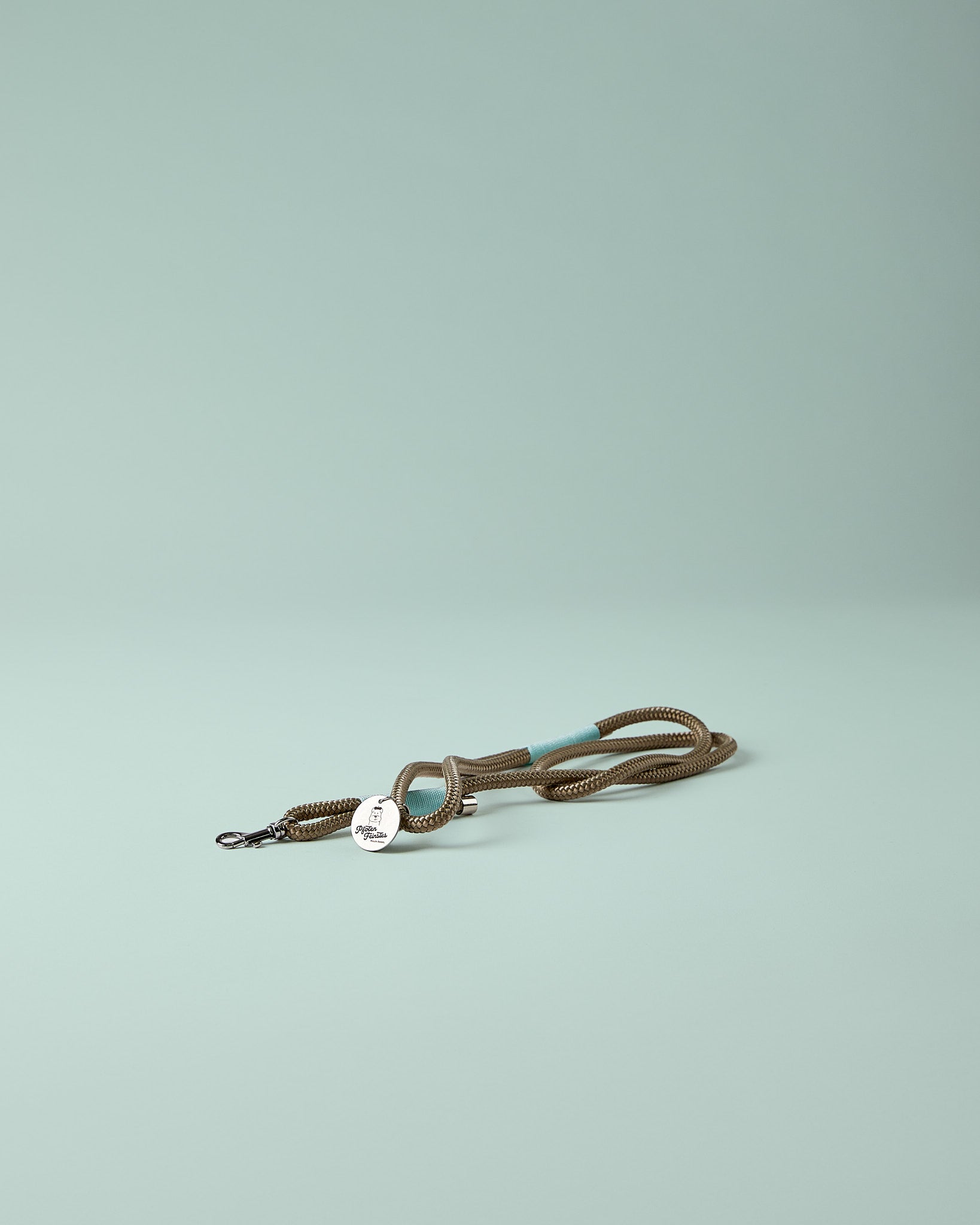  Hundeleine in Mint/Blau/TAN mit silbernen Beschlägen – elegante Premium-Leine, handgemacht in Österreich, für kleine Hunde