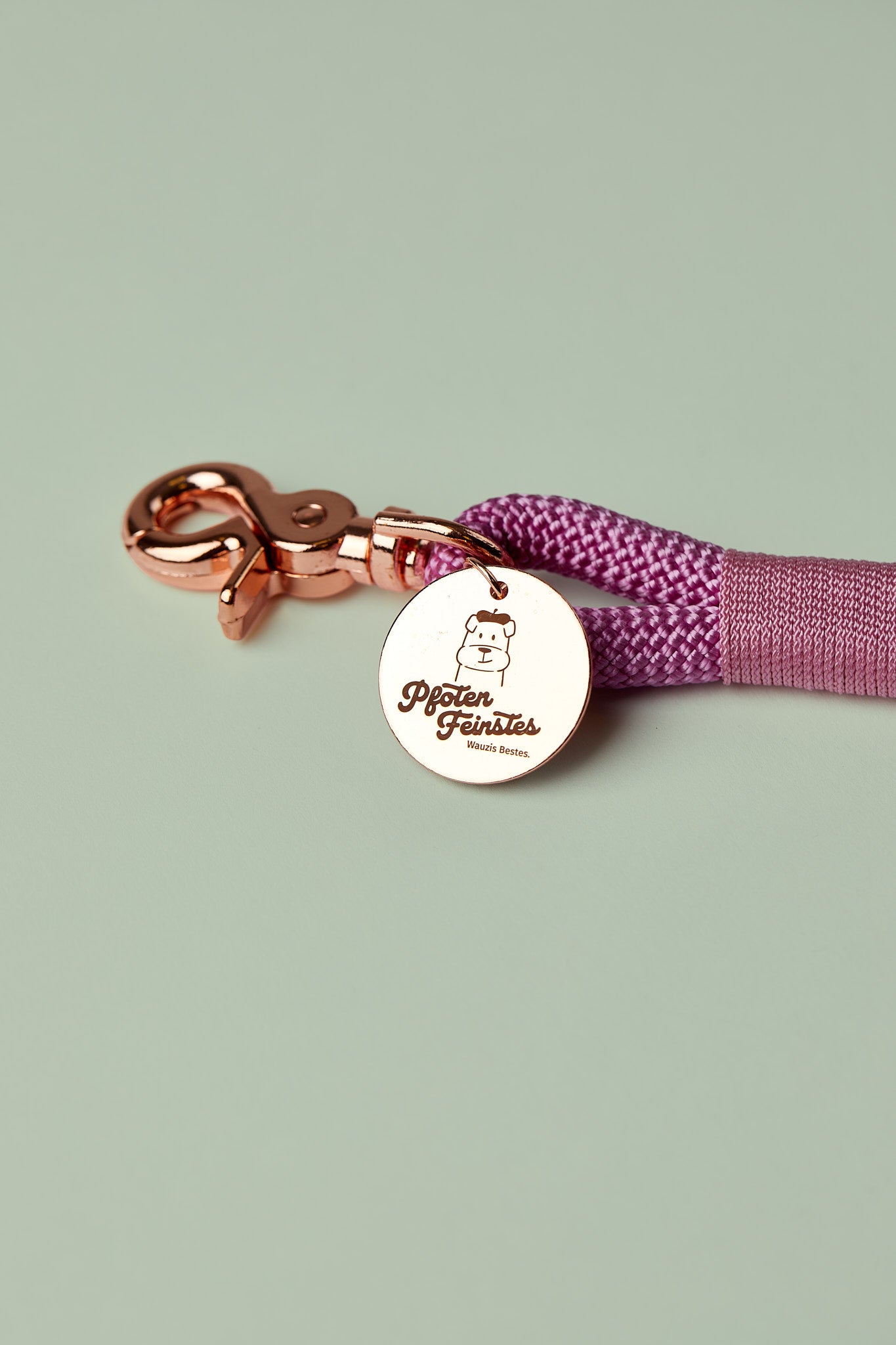 Rosa Hundeleine mit edlen roségoldenen Details – Premium-Leine handgemacht in Österreich