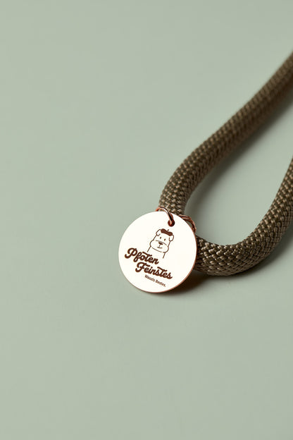  Hundeleine in Beige/Tan mit roségoldenen Beschlägen – elegante Premium-Leine für mittelgroße und große Hunde